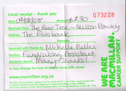 Second receipt from Macmillan Cancer Support in 2008